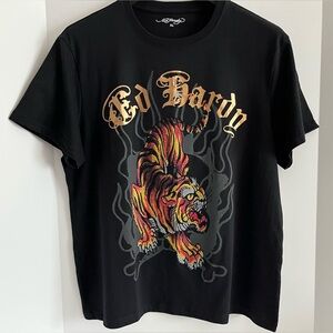 ED HARDY Rhinestone Cotton Blend Short Sleeve Crew Neck Graphic Teeshirt